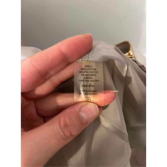 Calvin Klein tan blazer size 6 classy work blazer long sleeve with ruffle in the - Picture 5 of 5